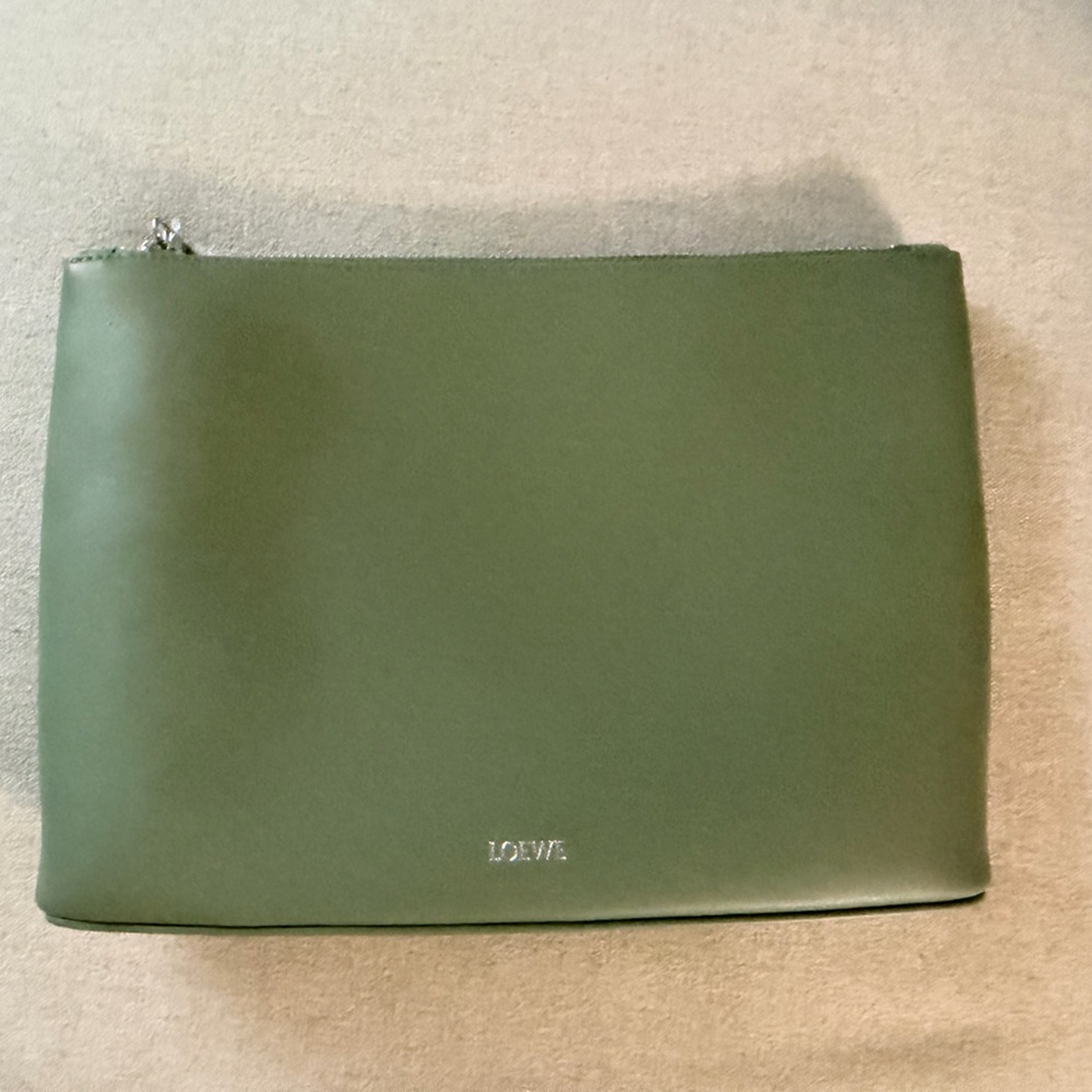 LOEWE Sage Green Leather Pouch